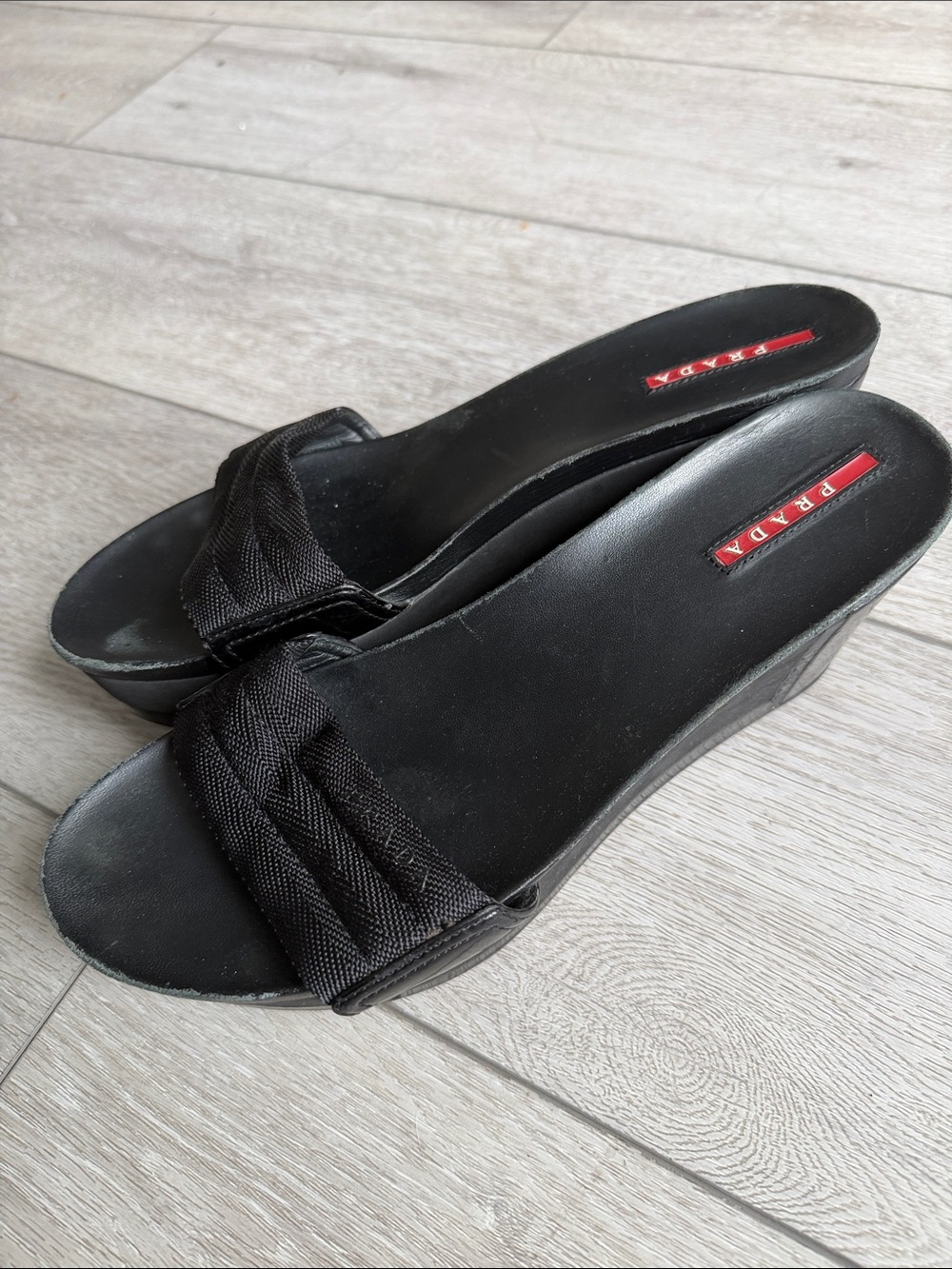 Prada Y2K Black Slide Wedge Mules size women’s 9 - Picture 6 of 11